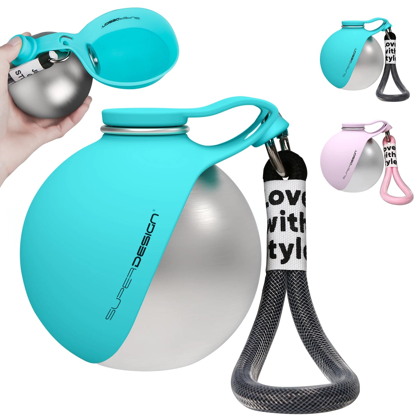 Gourde 2 en 1 portable pour petits chiens — acier inoxydable, sans fuite et compacte