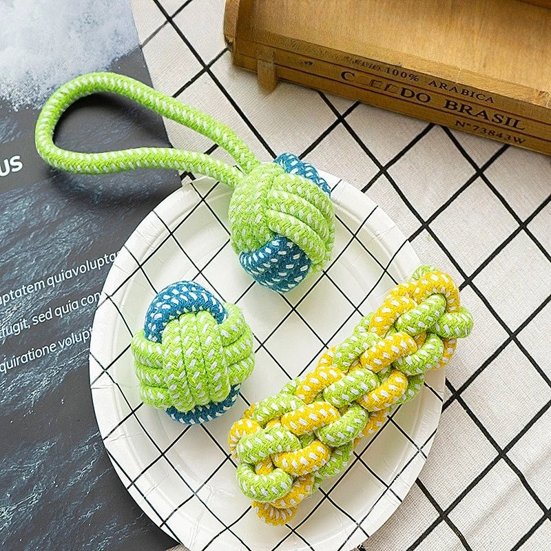 Dog Toy Rope Ball Toy for Dogs Training Toy for Dogs Teeth Cleaning Tug Toy Interactive Knot Rope Resistant To Biting Molars