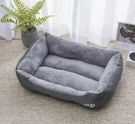 Lit grande taille en peluche longue apaisant pour chien et chat — coussin chaud antidérapant