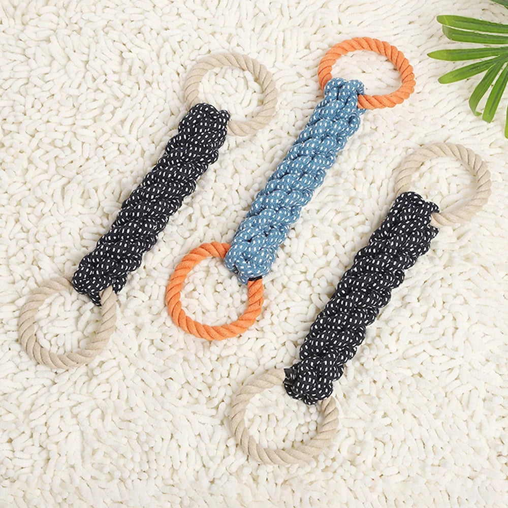 Double-Ring Cotton Blend Dog Rope Toy - Durable, Bite-Resistant & Interactive for Tug Play, Fit Medium to Large Dog Breeds