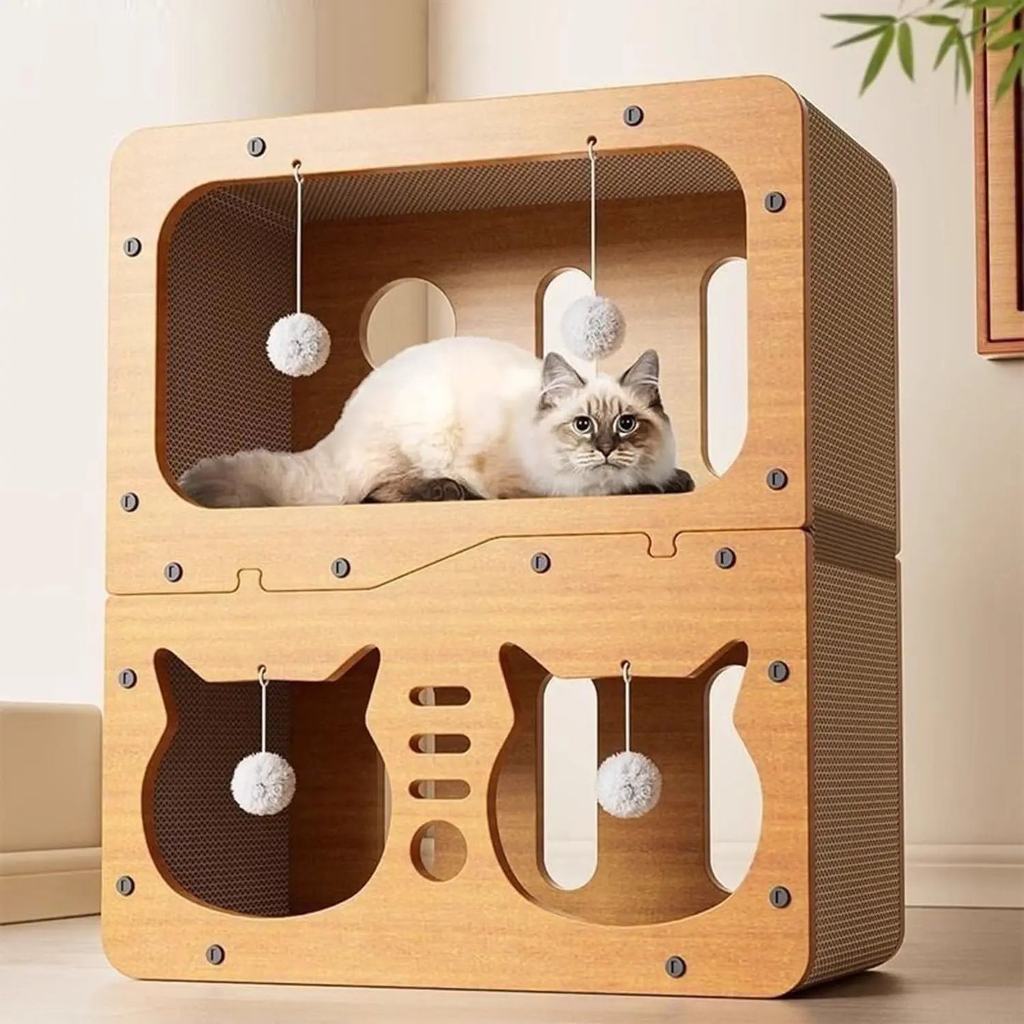 Two-layer Multifunctional Cat House Cat Bed Cat Scratching Board Soft Comfortable Eco-Friendly for Indoor Cats Cat Cardboard