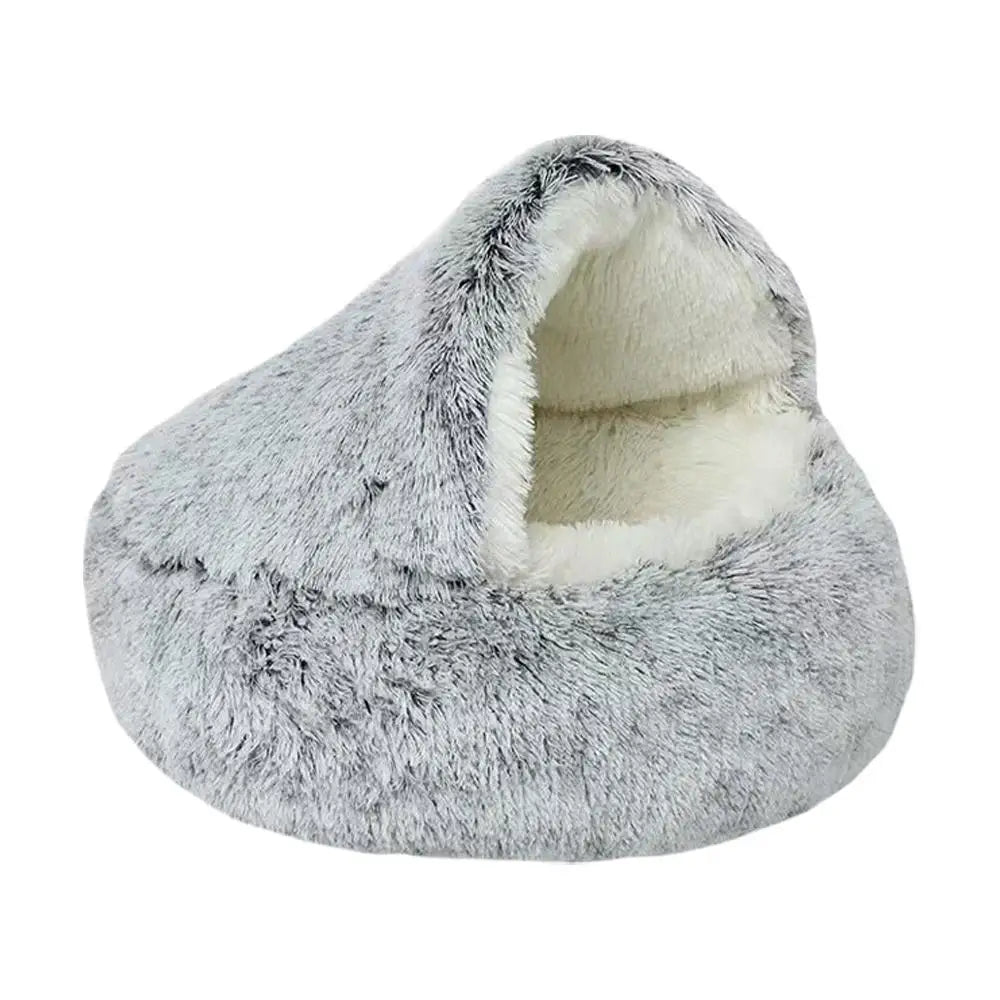 Soft Plush Pet Bed with Cover Round Cat Bed Pet Mattress Warm Cat Dog 2 in 1 Sleeping Nest Cave for Small Dogs Or Cats