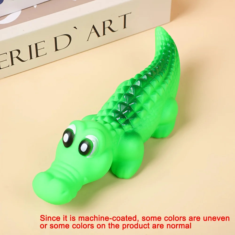 Jouet crocodile en caoutchouc couinant pour chien – Durable, à mâcher, design animal amusant, couleurs assorties