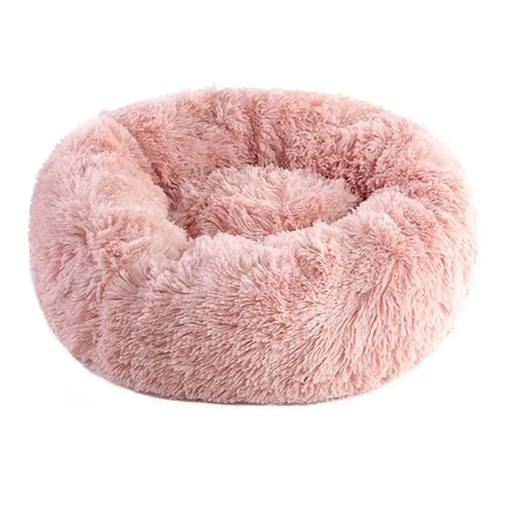 Soft Pet Cat Bed Pad Plush Warm Faux Fur Dog Calm Bed Donut Round Bed Comfortable Sleeping Washable for Small Medium Dog and Cat