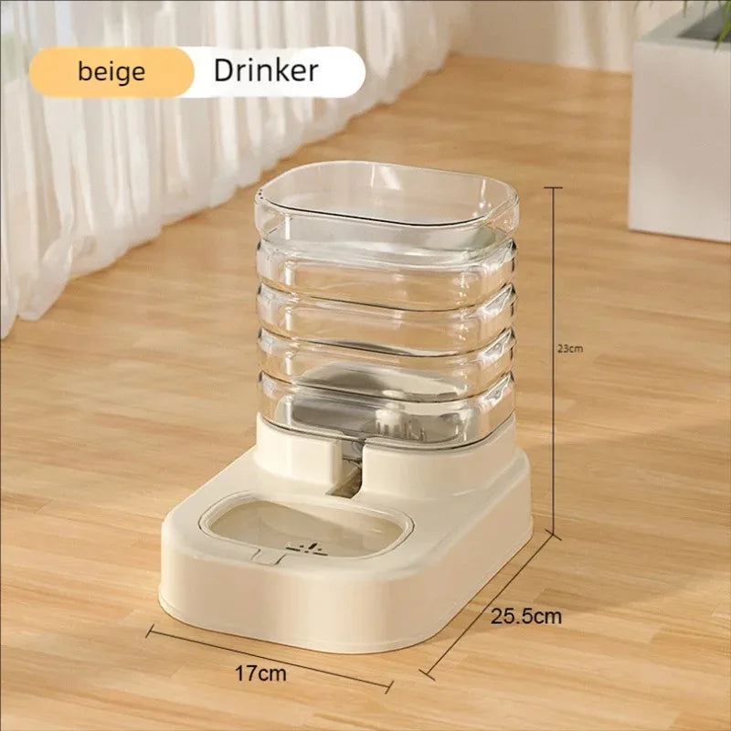 Ensemble distributeur gravitationnel de nourriture et d'eau grande capacité pour chiens et chats