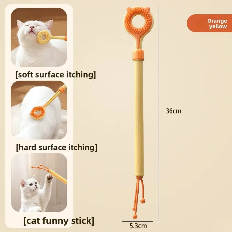 Interactive Cat Toy 2-in-1 Retractable Cat Teaser, Tickling & Massaging Toy for Kittens, Relieve Boredom, Pet Products