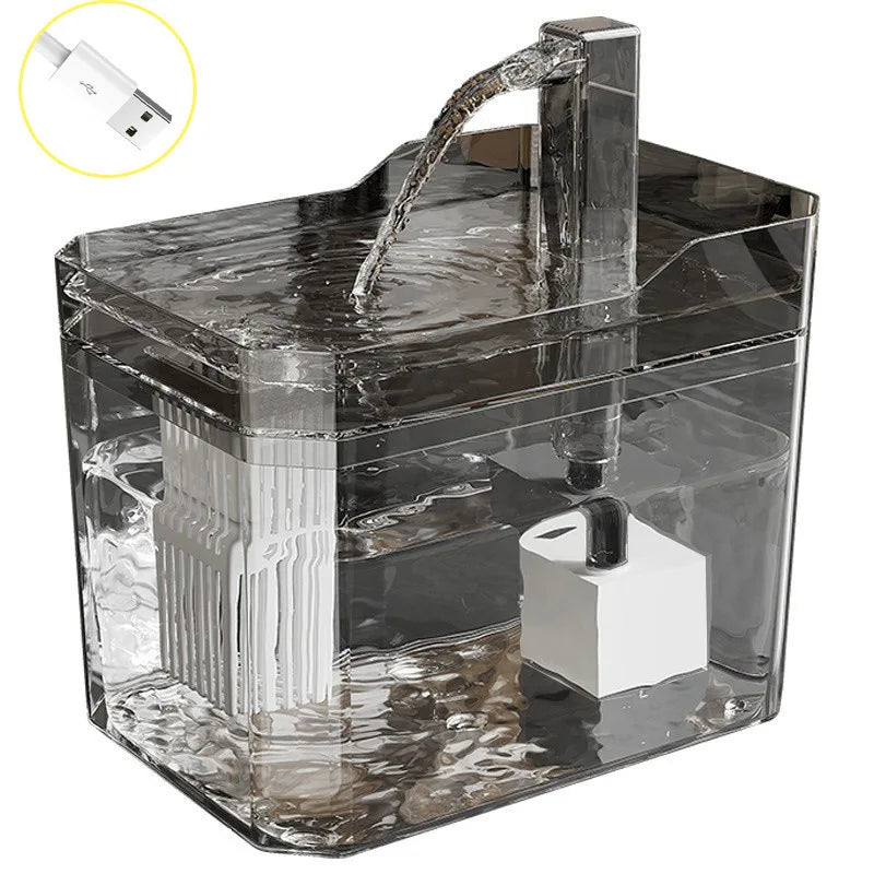 Cat Water Fountain with Auto Filter Transparent Anti-Dry Burning Recirculating Dispenser Includes Pump for Cats