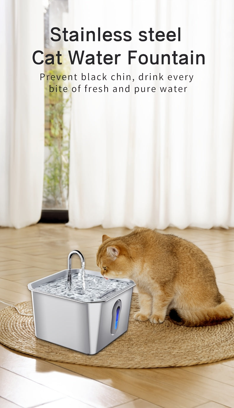 Stainless Steel Cat Water Fountain, 134oz/4L Automatic Pet Water Fountain With Ultra-Quiet Pump for Cats Dogs, Multiple Pets