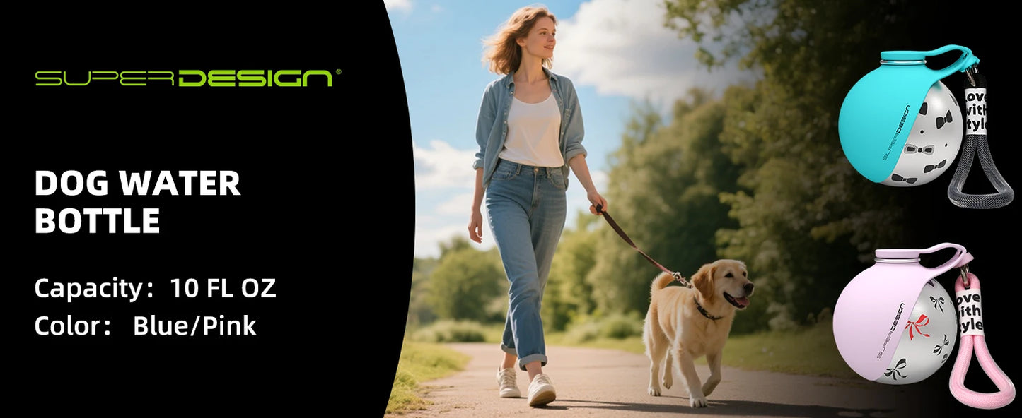 Gourde 2 en 1 portable pour petits chiens — acier inoxydable, sans fuite et compacte