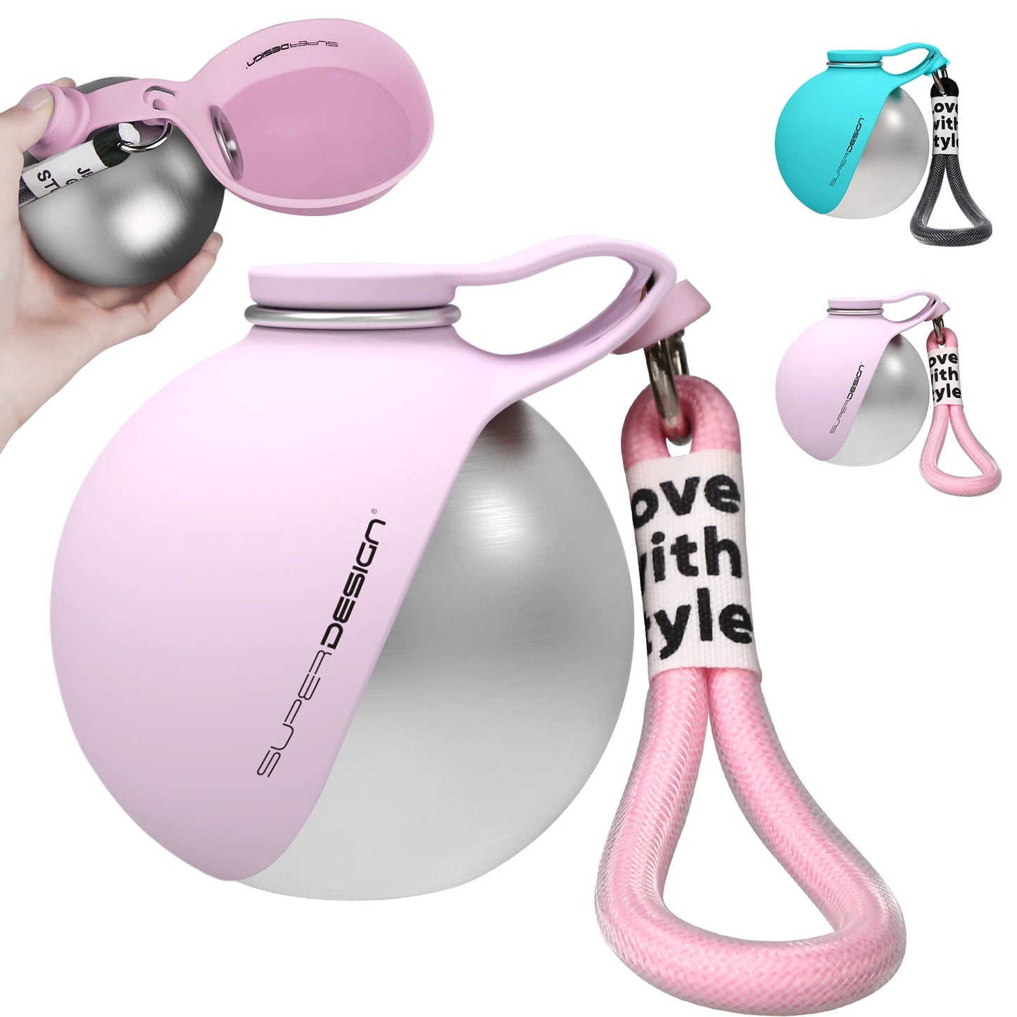 Gourde 2 en 1 portable pour petits chiens — acier inoxydable, sans fuite et compacte