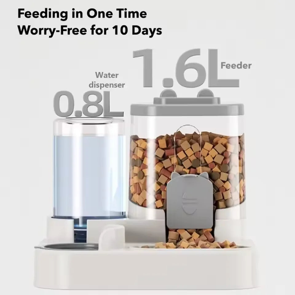 Pet Large-Capacity Integrated Feeder Automatic Water Dispenser Cat Food Bowl Dog Feeding Bowl Cat Bowl Dog Bowl Pet Supplies