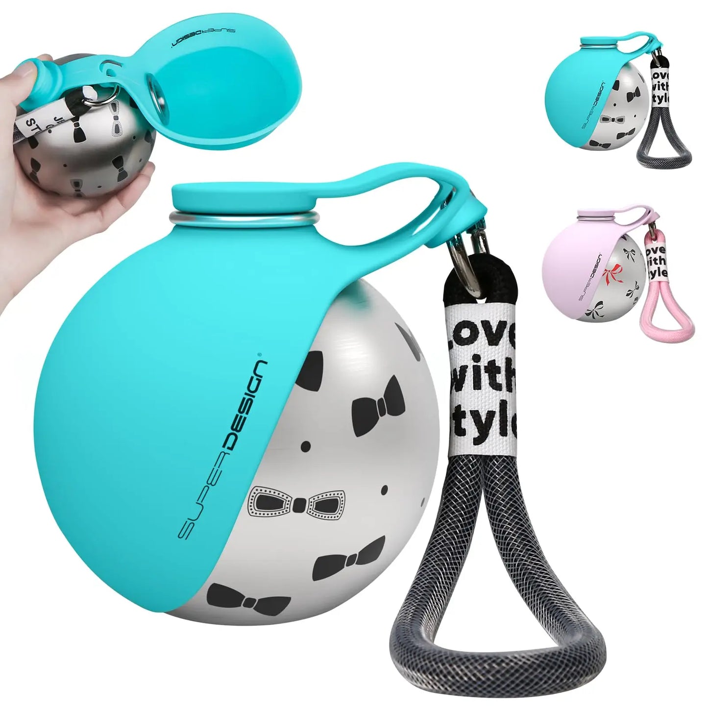 Gourde 2 en 1 portable pour petits chiens — acier inoxydable, sans fuite et compacte