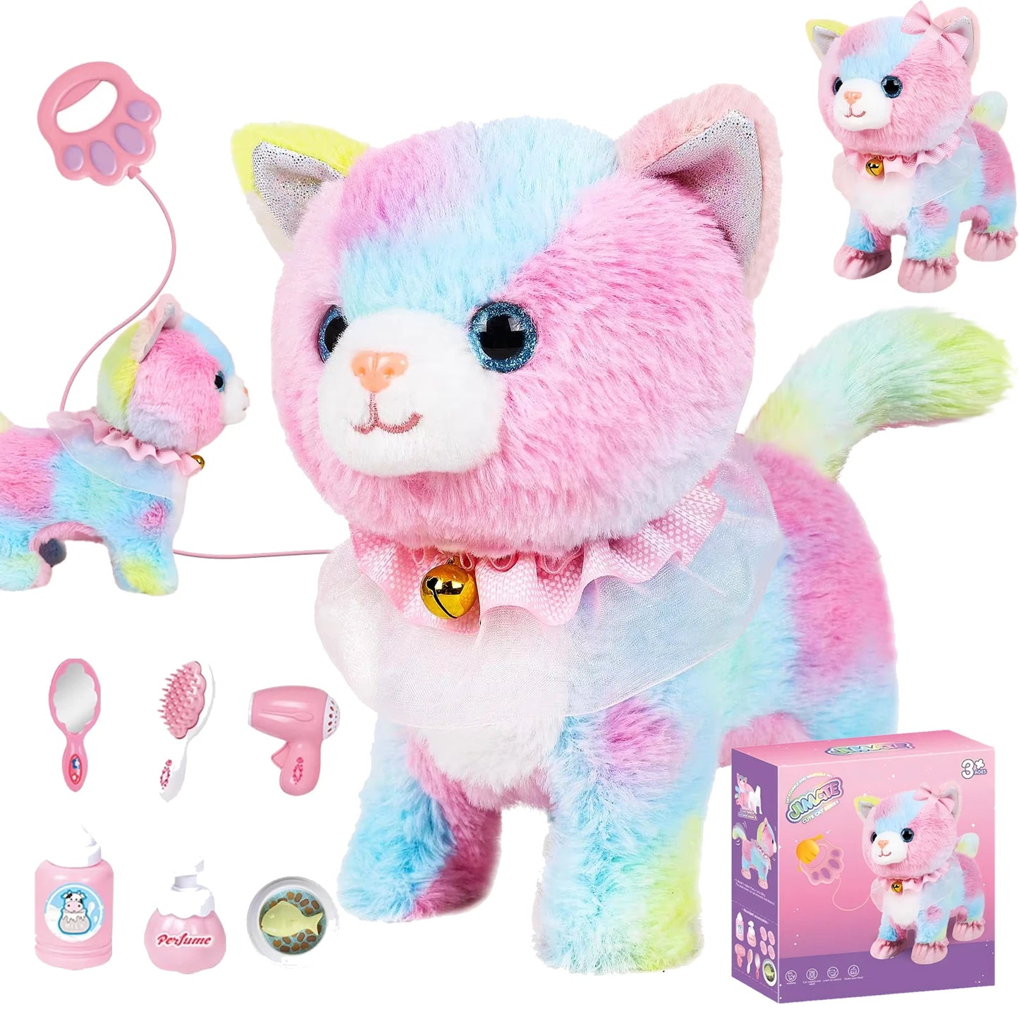Interactive Walking Toy Cat for Kids Touch & Voice Controlled with Remote Leash And Waggling Tail Ideal Birthday Or Gift