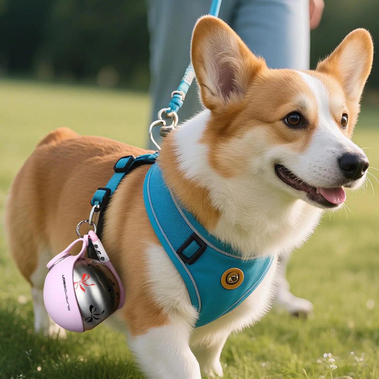 Gourde 2 en 1 portable pour petits chiens — acier inoxydable, sans fuite et compacte