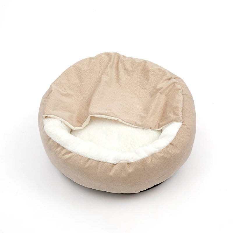 Lit orthopédique Benepaw avec couverture à capuche pour chien et chat — chaud, imperméable et lavable