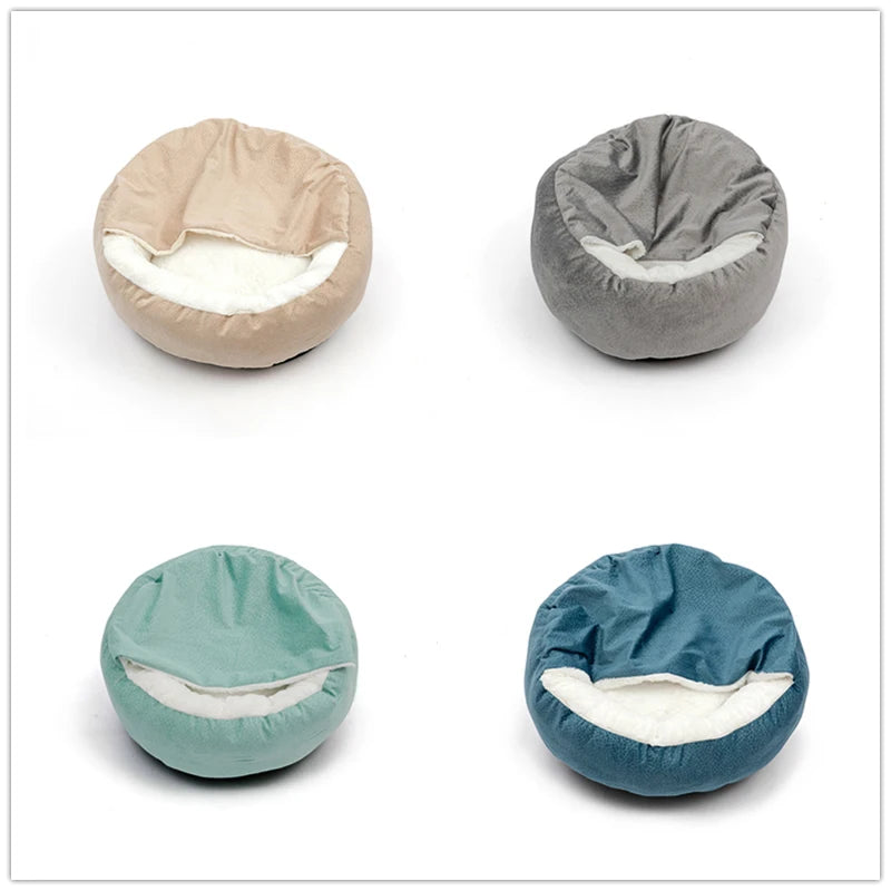 Lit orthopédique Benepaw avec couverture à capuche pour chien et chat — chaud, imperméable et lavable