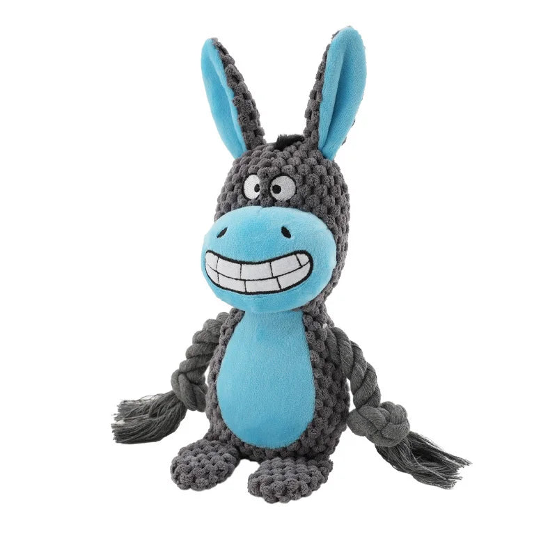 Dog Enrichment Toy Cute Animal Rope Dog Toy  Plush Puppy Chew Pet Squeak Toy Cartoon Interactive Games For Dogs Stuff For Dogs