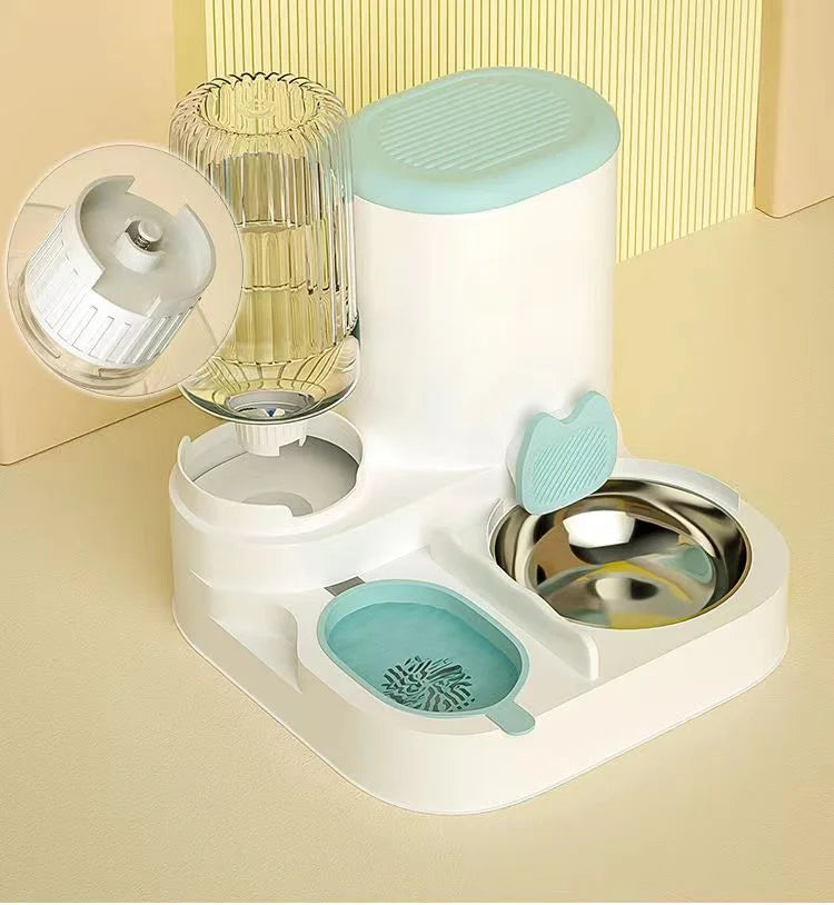 Bol distributeur automatique intégré nourriture et eau pour chats et chiens