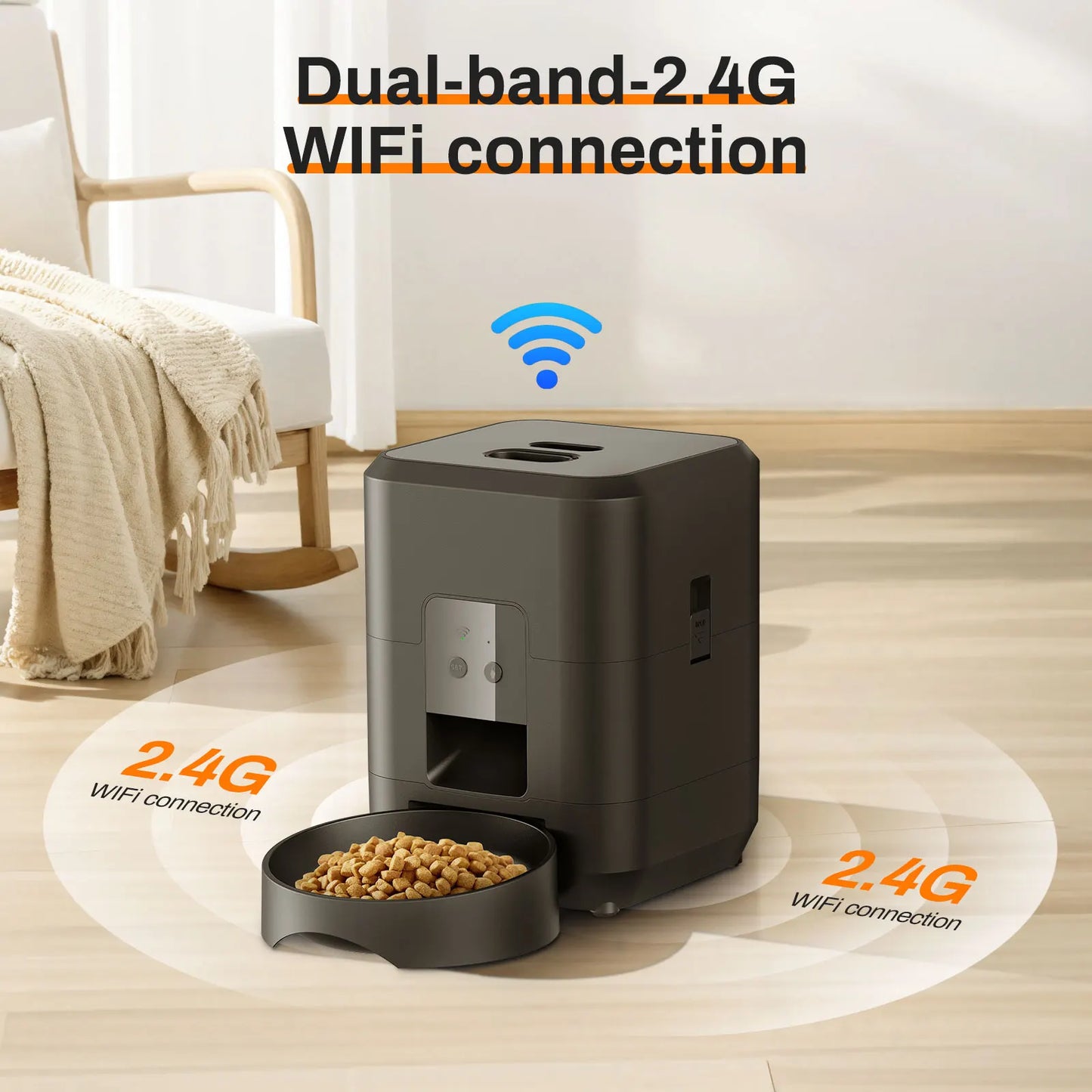 Distributeur intelligent automatique pour chats et chiens avec mangeoire lente et bol