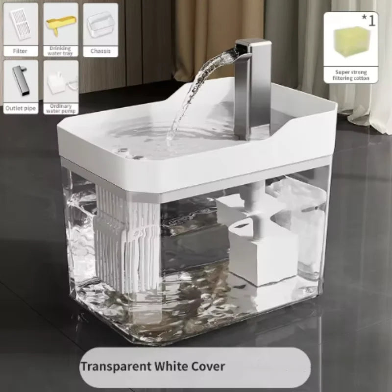 Fontaine à eau USB transparente anti-marche à sec pour chat – Filtre automatique