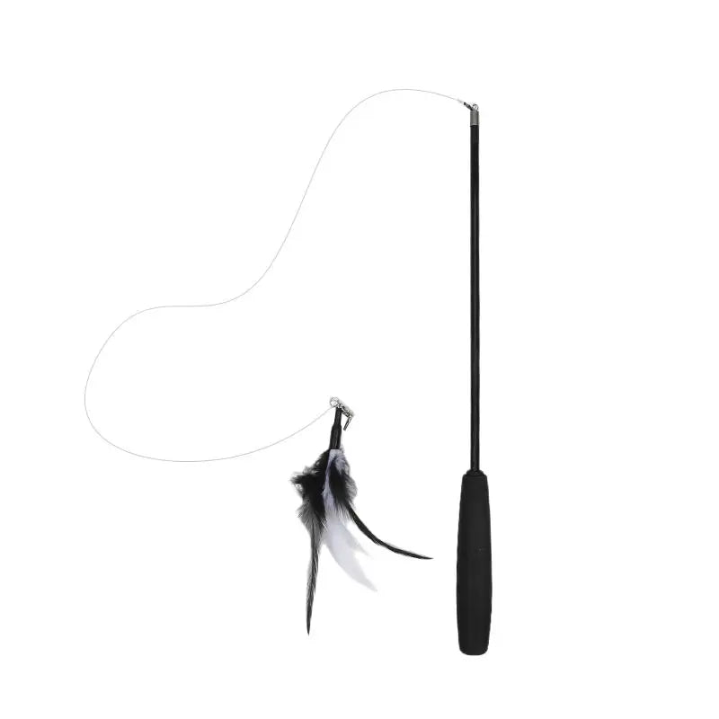 Interactive Cat Feather Toy Feather Teaser Stick Wand Pet Retractable Feather Bell Refill Replacement Catcher Product for Kitten