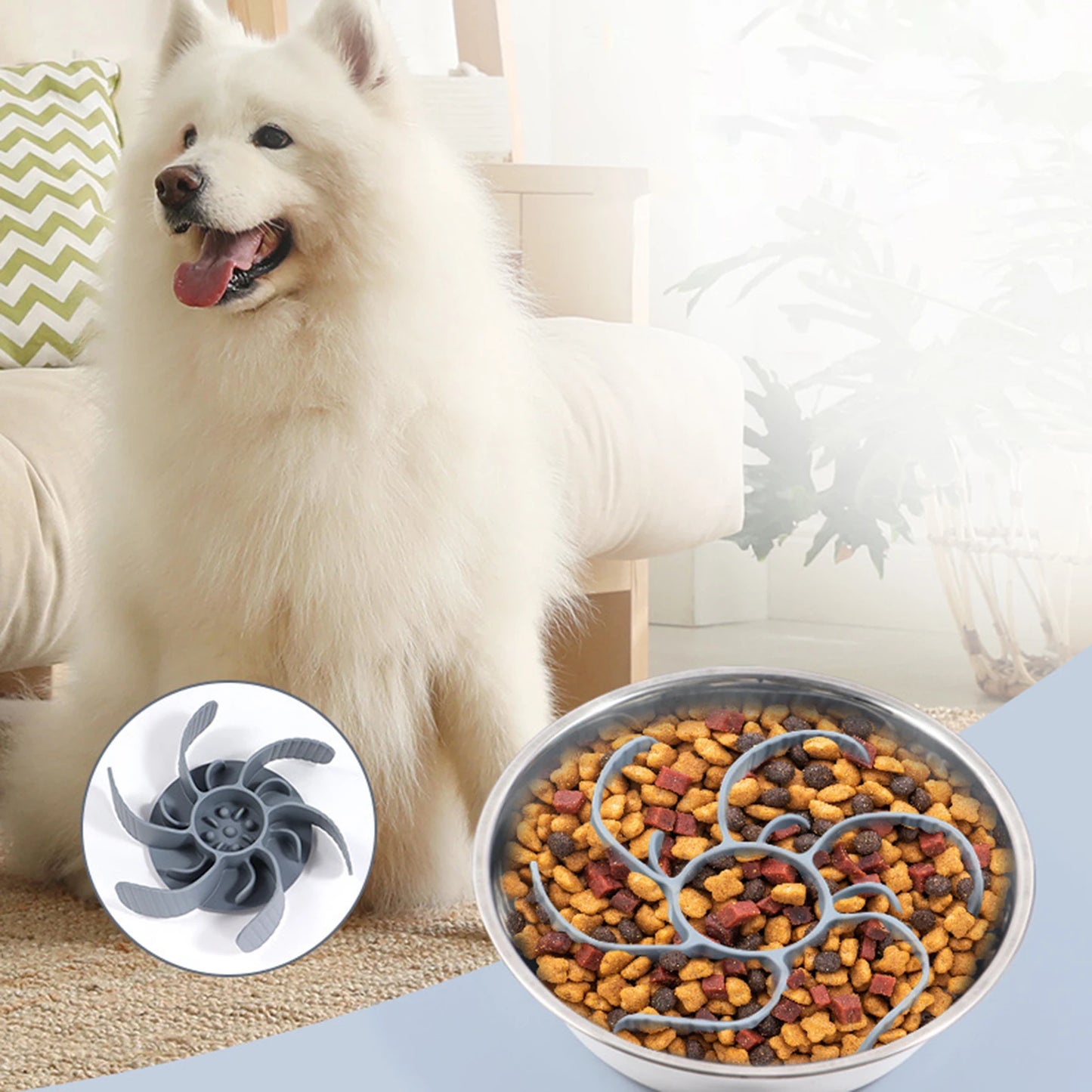 Dog bowl silicone anti-gulp insert – Secure suction cup