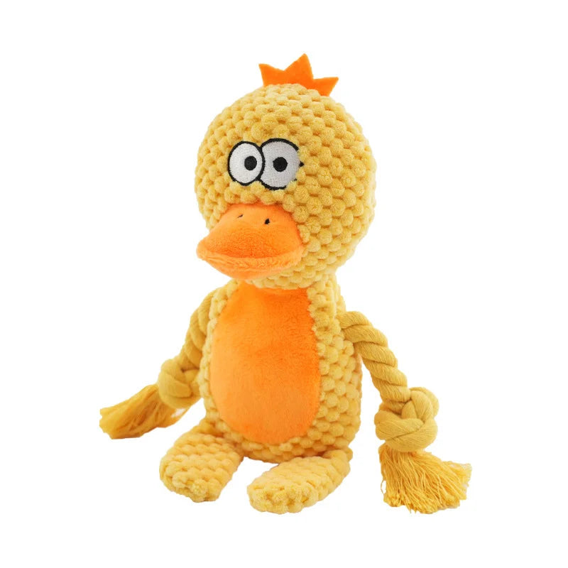 Dog Enrichment Toy Cute Animal Rope Dog Toy  Plush Puppy Chew Pet Squeak Toy Cartoon Interactive Games For Dogs Stuff For Dogs