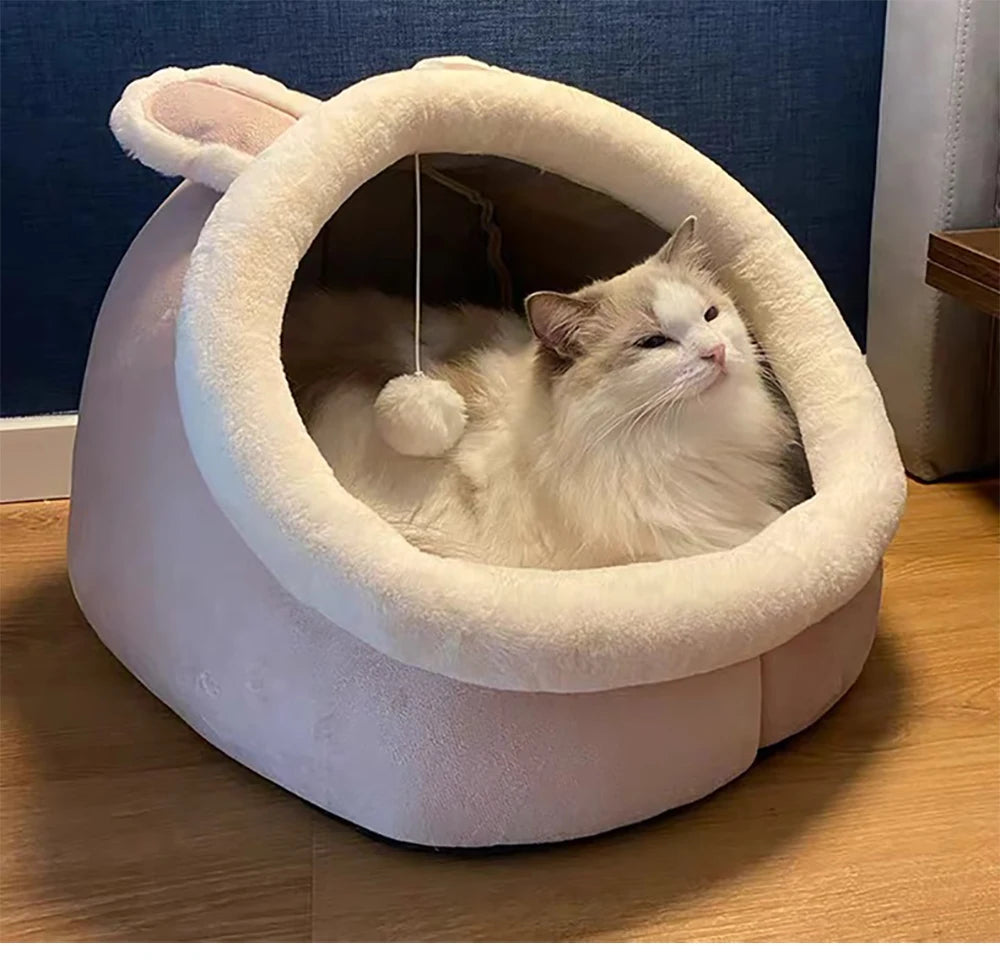 Lit grotte pliable et lavable pour chat et petit chien — sac de couchage cave