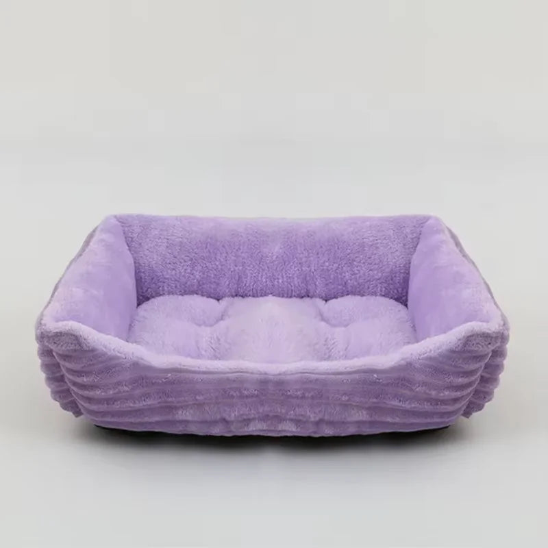 Lit canapé carré en peluche apaisant pour petits et moyens chiens et chats