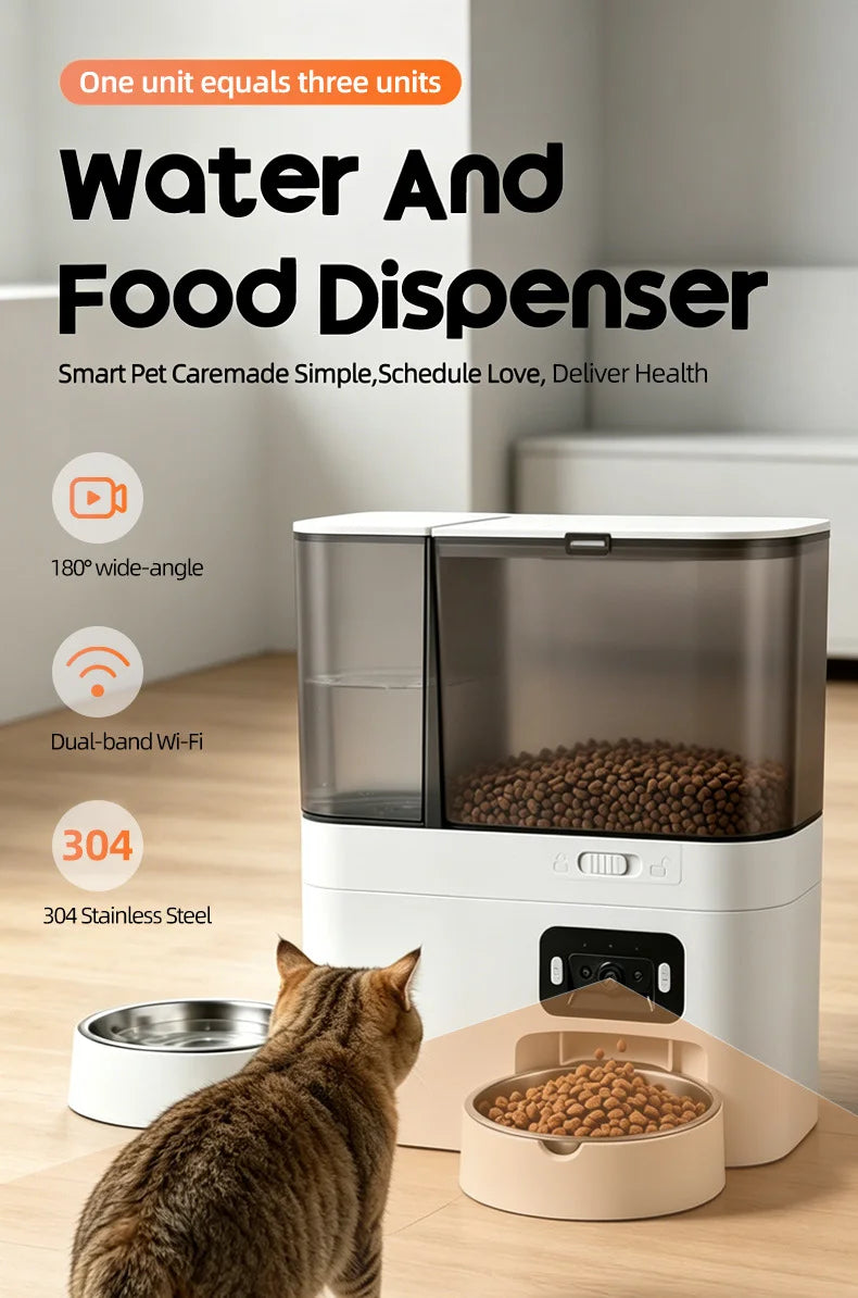 Automatic Camera Automatic Pet Feeder Water Fountain WIFI APP Video Smart Dog 5L Food Dispenser 3L Gravity Water Drinker Bowl