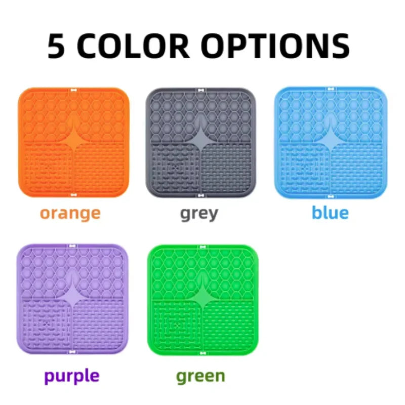 Tapis à lécher en silicone pour chien – Alimentation lente, distraction bain, ventouse