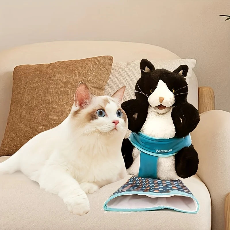 Interactive Cat Wrestling Puppet Toy with Poseable Limbs, Plush Stuffed Animal for Indoor Play, Durable & Safe Cat Toys Dog Toy
