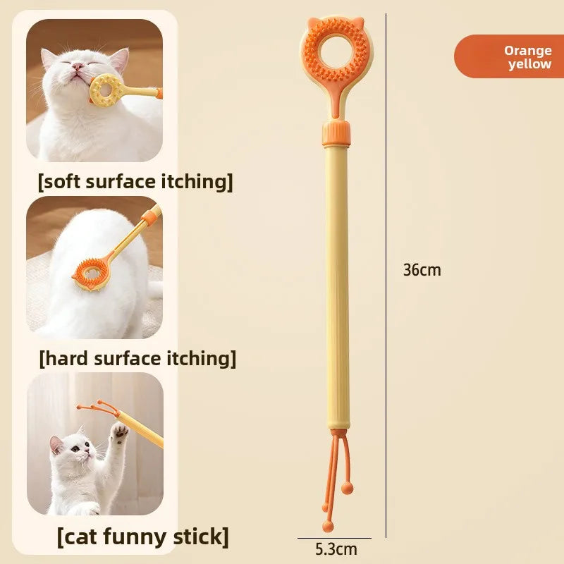 Interactive Cat Toy 2-in-1 Retractable Cat Teaser, Tickling & Massaging Toy for Kittens, Relieve Boredom, Pet Products