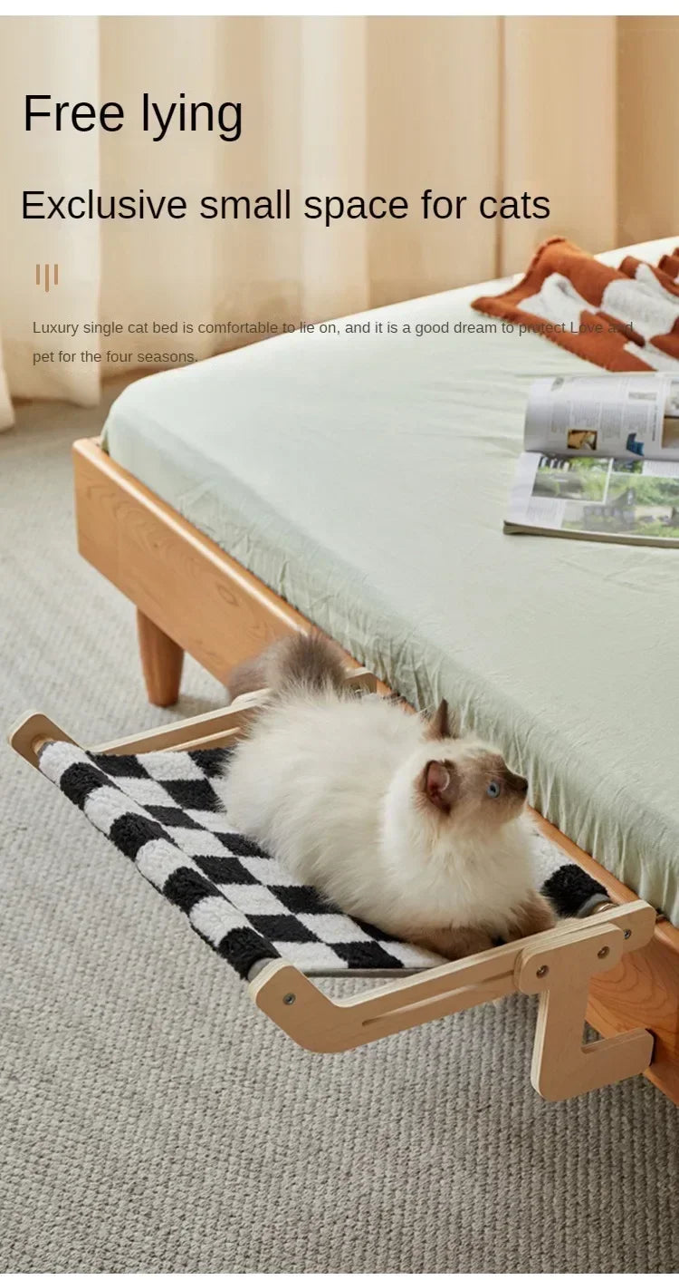 Window Mounted Cat Hammock Solid Wood Hanging Bed Sunbathing Nest for Cats Winter Pet Supplies Space Saving Indoor Furniture