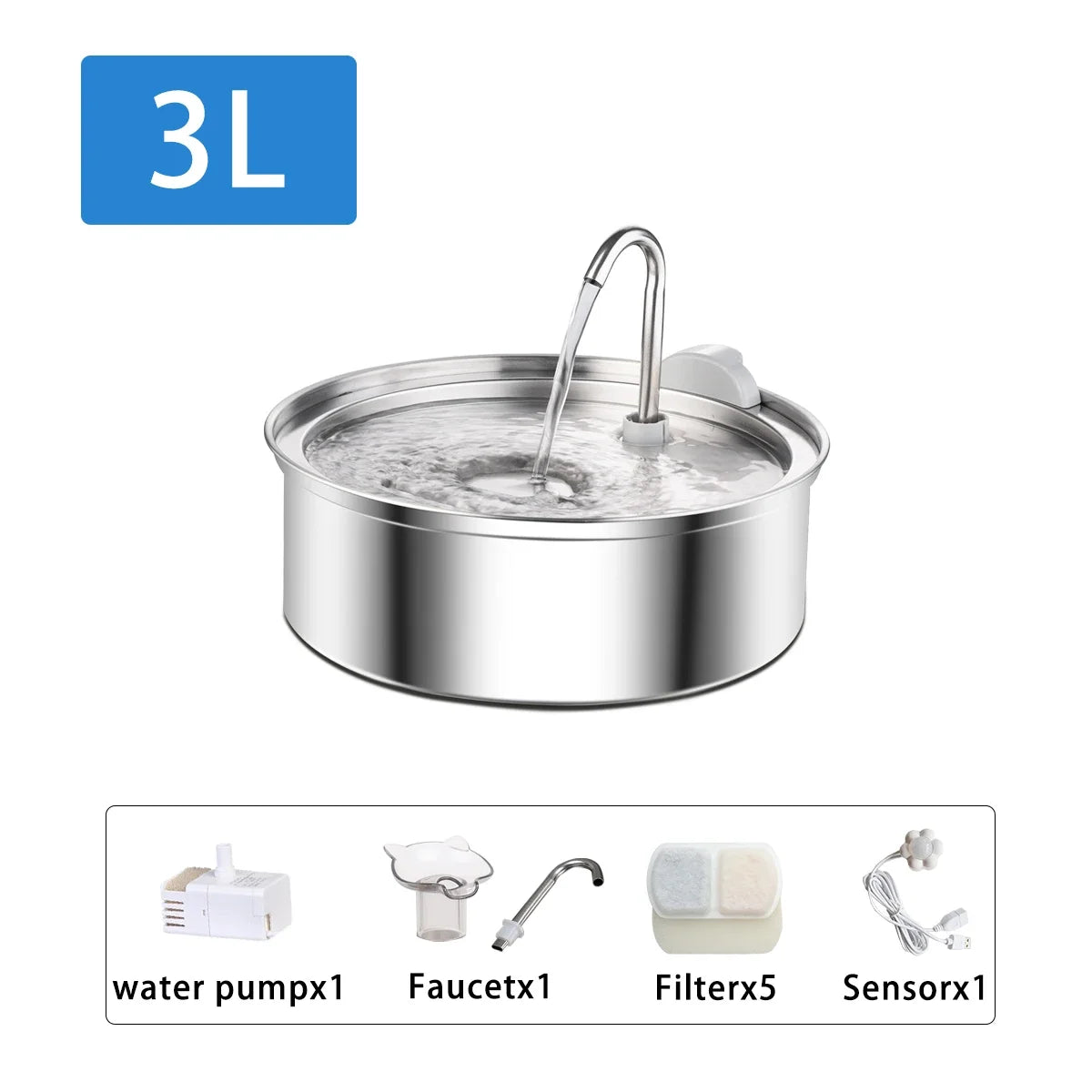 Fontaine à eau automatique en acier inoxydable pour chat et chien – Distributeur intelligent