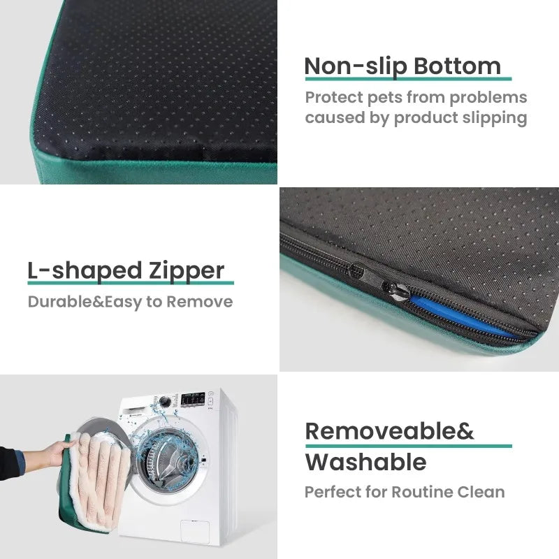 Dog Soft Bed Calming Cat Beds Pet Mattress with Removable Washable Cover Memory Foam Mat Dogs Crate Mats with Non-Slip Bottom