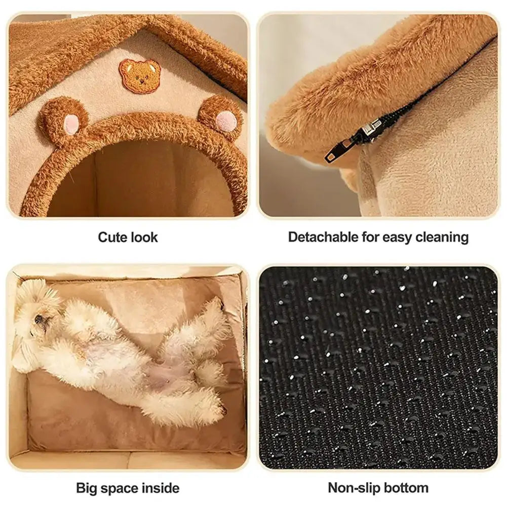 Pet House Bed Cat Cave Dog Kennel Warm Sleeping Bag Cozy Tent Soft Puppy Cushion Mat Indoor Winter Supplies