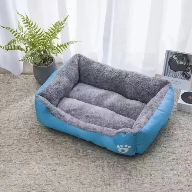 Long Plush Calming Dog Bed Large Pet House - Deep Sleeping Warm Soft Cushion, Non-Slip Bottom for Puppy Chihuahua & Cats