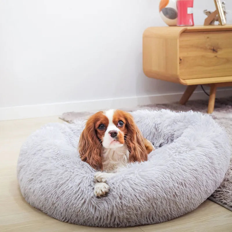 Lit donut grand format ultra-doux lavable pour chiens et chats — toutes tailles