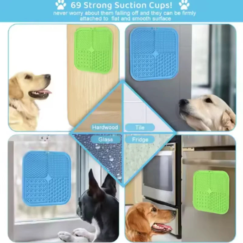 Tapis à lécher en silicone pour chien – Alimentation lente, distraction bain, ventouse