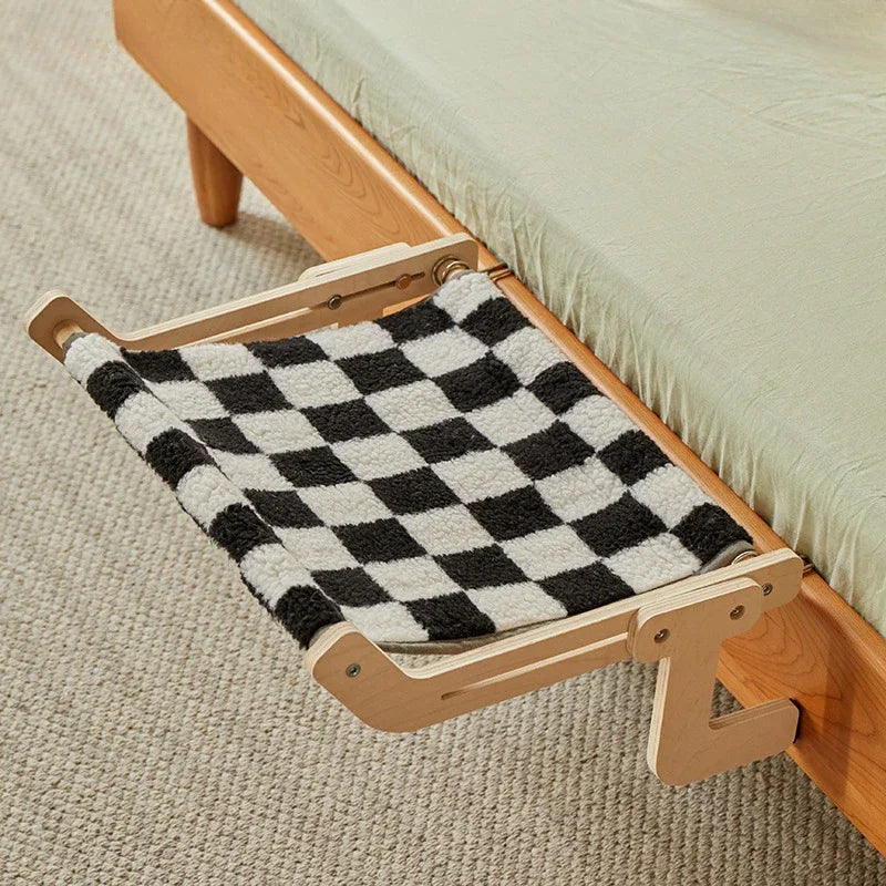 Window Mounted Cat Hammock Solid Wood Hanging Bed Sunbathing Nest for Cats Winter Pet Supplies Space Saving Indoor Furniture