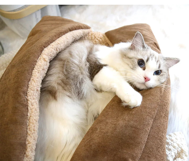 Tapis lit chaud multifonction pliable pour chat et petit chien — coussin intérieur toutes saisons