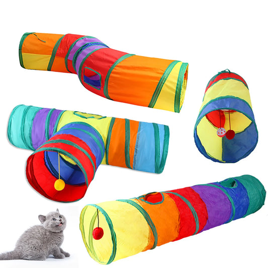 Tunnel pliable en S/T/Y pour chat d'intérieur – Respirant, passages croisés, papier bruyant
