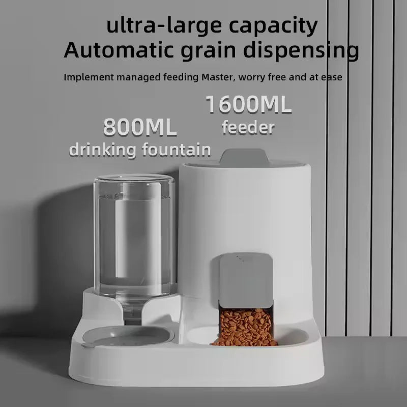 Automatic Pet Feeder And Water Dispenser Two-in-One Bowl Large Capacity For Cats Dogs Smooth Feeding System Pet Supplies