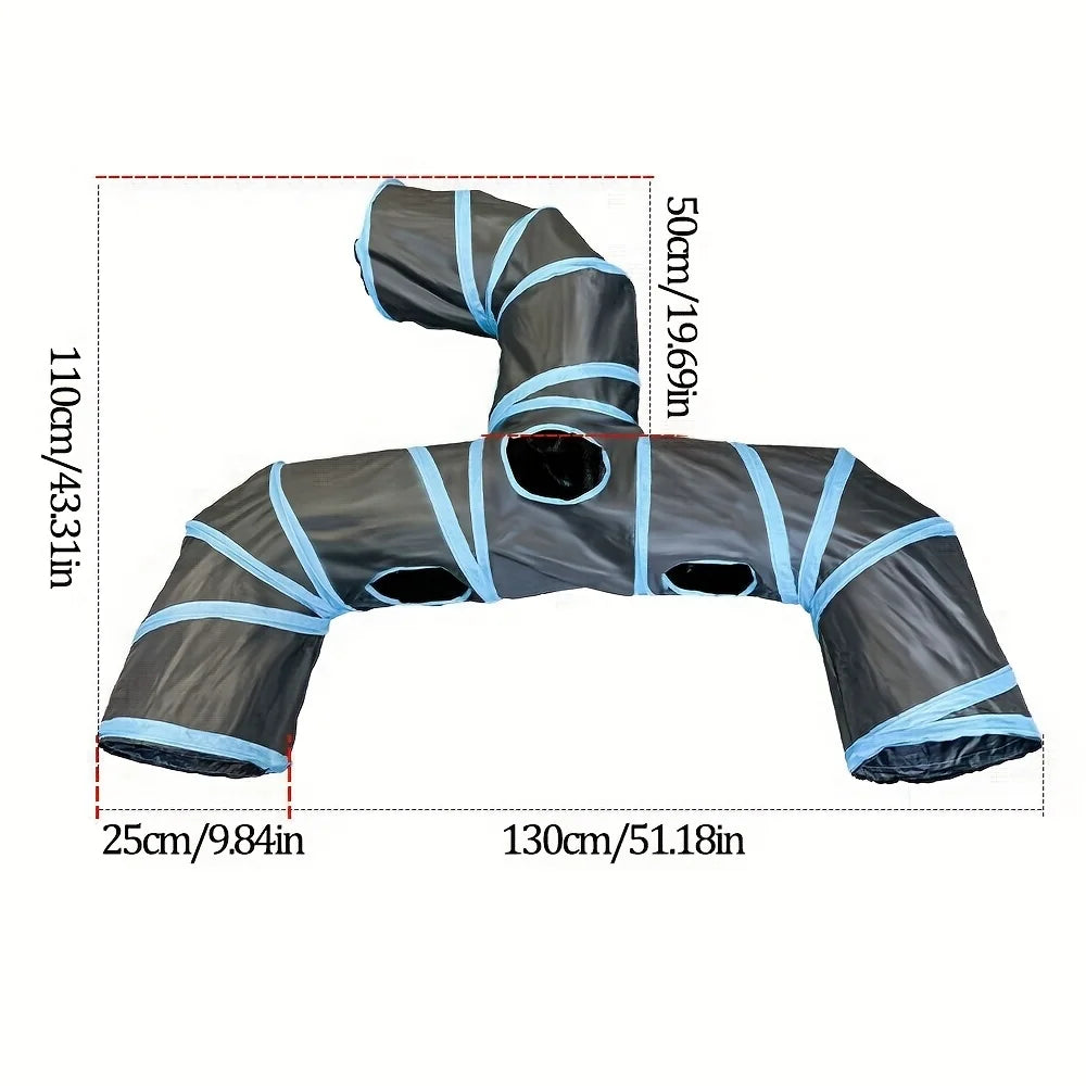 Cat Tunnel Foldable Kitty Tunnel Pet Supplies T Cross Pass Play Tunnel Cat Toy Breathable Drill Barrel for Indoor Loud Paper