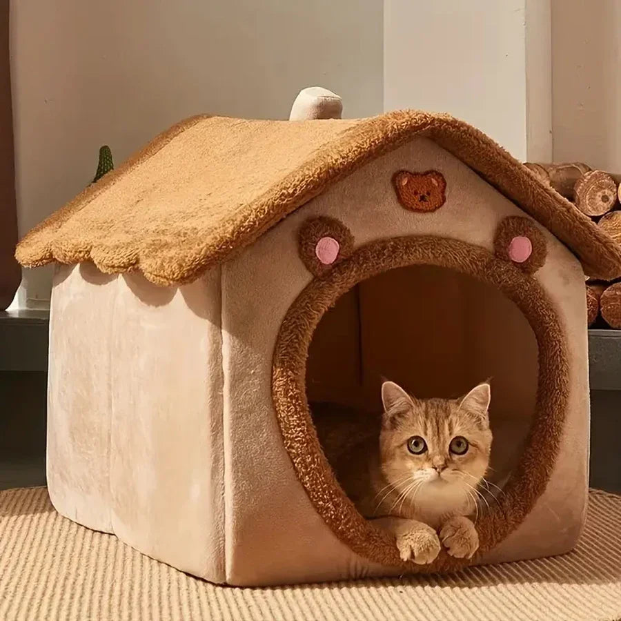 New Foldable Pet House Removable Washable Cat House Puppy Cave Sofa Pet Bed House for Extra Small Dogs and Small and Medium Cats