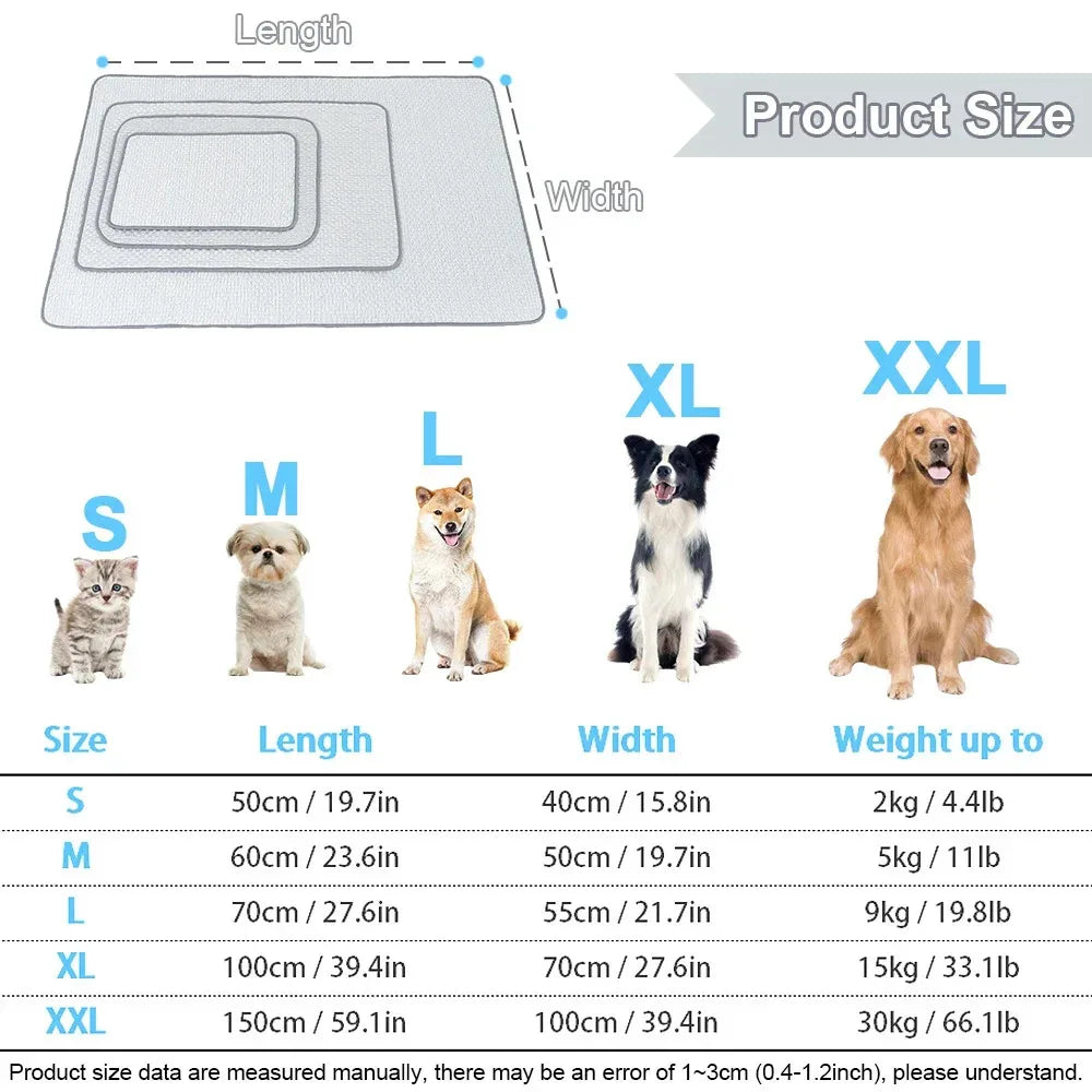 Dog Cooling Mat Summer Washable Portable Pet Cooling Pad for Dogs Cat Ice Silk Blanket Sofa Breathable Sleeping Mat