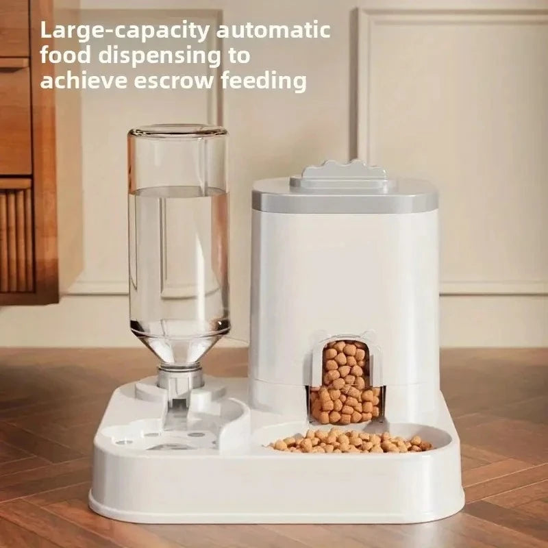 Distributeur d'eau automatique avec bassin nourriture intégré sans pile — design une pièce pour chats et chiens
