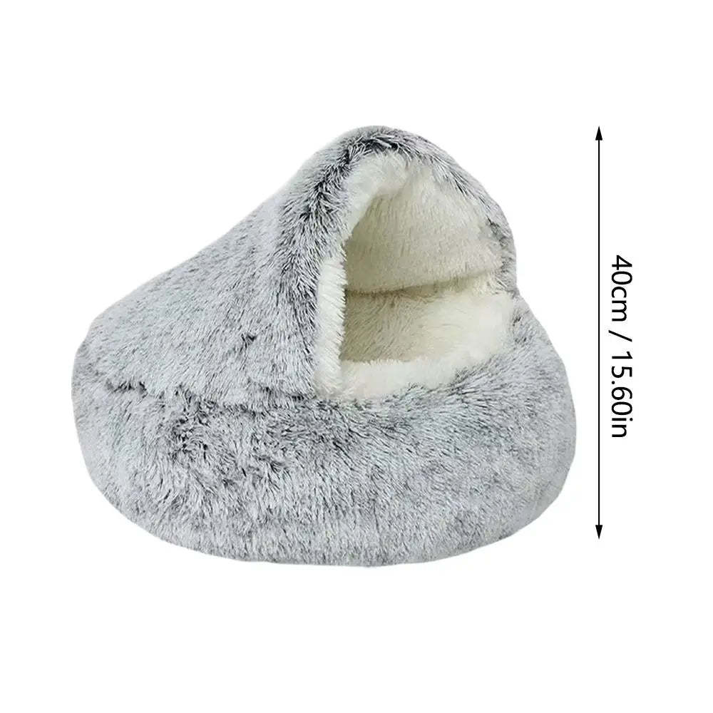 Soft Plush Pet Bed with Cover Round Cat Bed Pet Mattress Warm Cat Dog 2 in 1 Sleeping Nest Cave for Small Dogs Or Cats