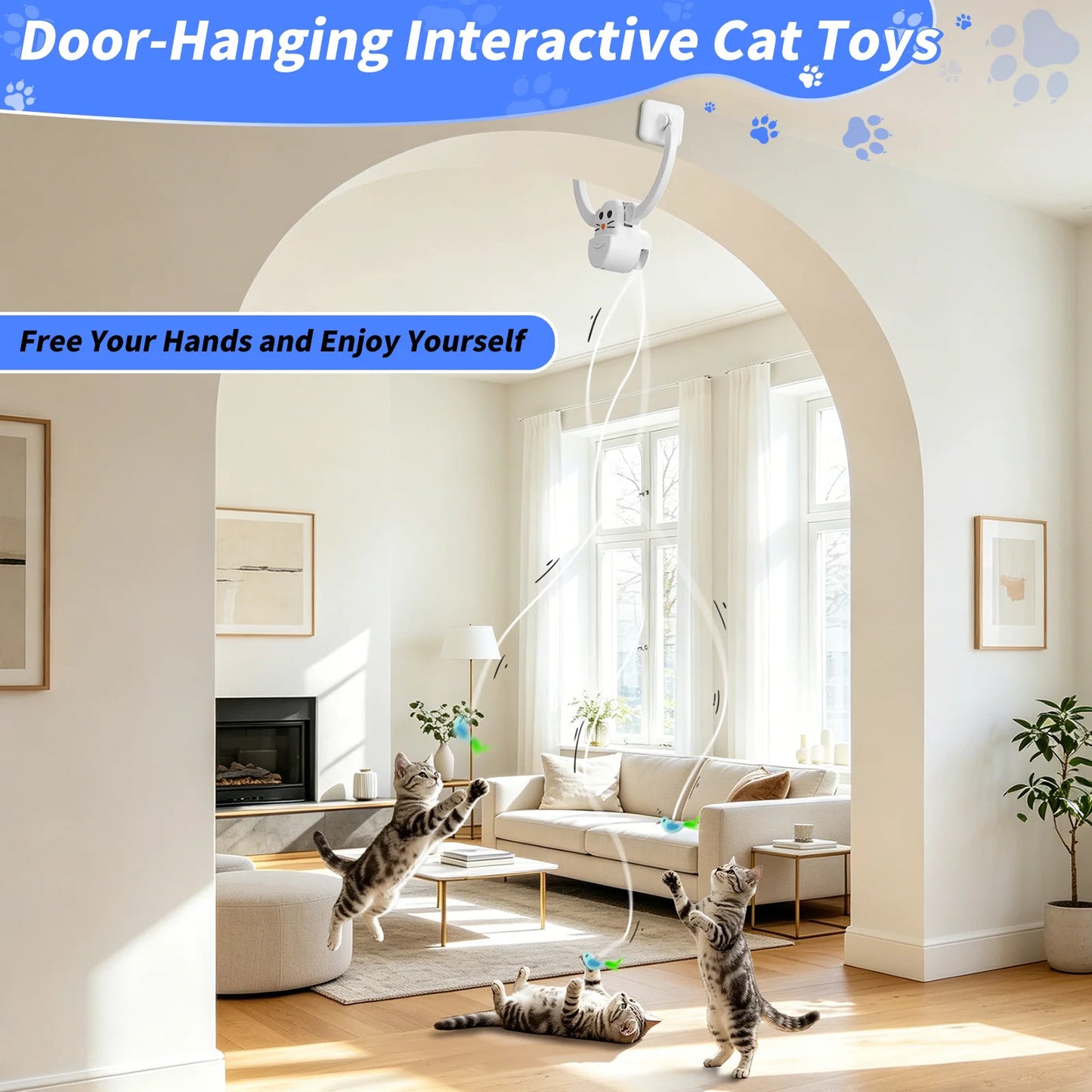 Interactive Cat Toys for Indoor Cats, Rechargeable Durable Safe Hanging Cat Toy for Bored Kittens & Adult Cats